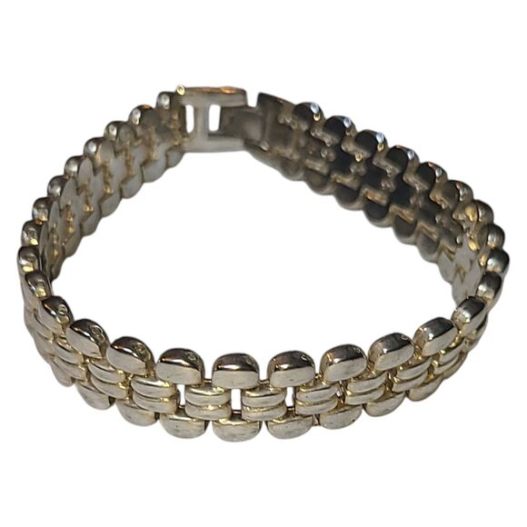 Vintage Silver Tone Panther Link‎ Bracelet 8" - Picture 4 of 7